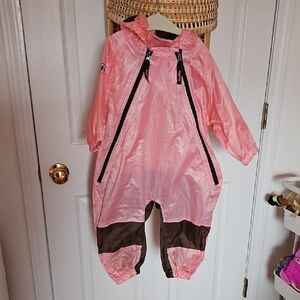 Kids Pink and Brown Coveralls, Rain Proof